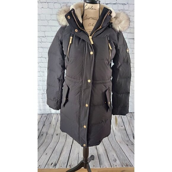 Michael Kors Jackets & Blazers - Michael Kors Black Parka with Detachable Faux Fur Lined Hood/NWT, XS